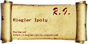 Riegler Ipoly névjegykártya
